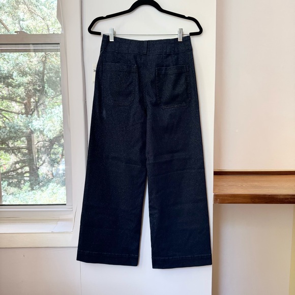 NWT Anthropologie The Colette Sparkle Crop Wide-Leg Jeans Dark Wash Blue 27 - Picture 7 of 13